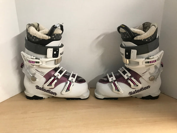 Ski Boots Mondo 24.0 Ladies Size 7 288 mm Salomon Energizer 55 Grey Pink Excellent
