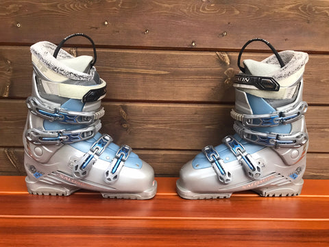 Ski Boots Mondo 26.0 Ladies Size 9 307 mm Salomon Irony Grey Blue Excellent