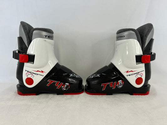 Ski Boots Mondo Size 17.0 Child Size 10-11 212 mm Tecno Pro Black White Red  Excellent As New
