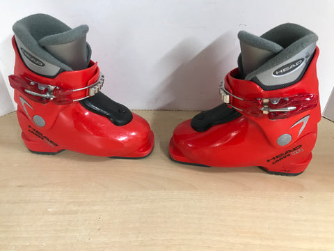 Ski Boots Mondo Size 17.5 Child Size 11.5 221 mm Head Carve Red Black Excellent