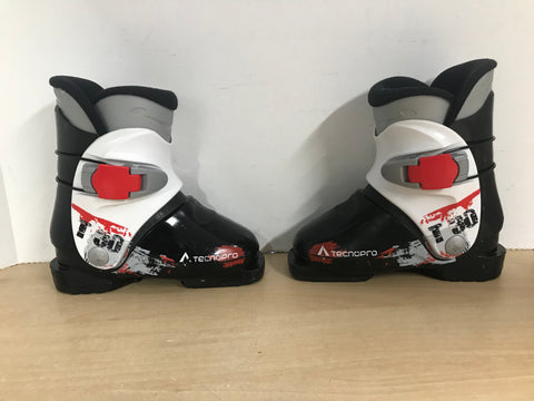 Ski Boots Mondo Size 18.5 Child Size 12.5 223 mm Tecno Pro T30  Black White Red Excellent