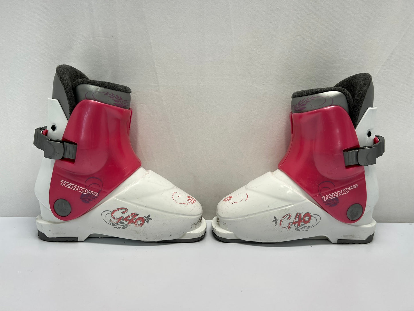 Ski Boots Mondo Size 19.0 Child Size 13 234 mm Tecno White Pink Excellent
