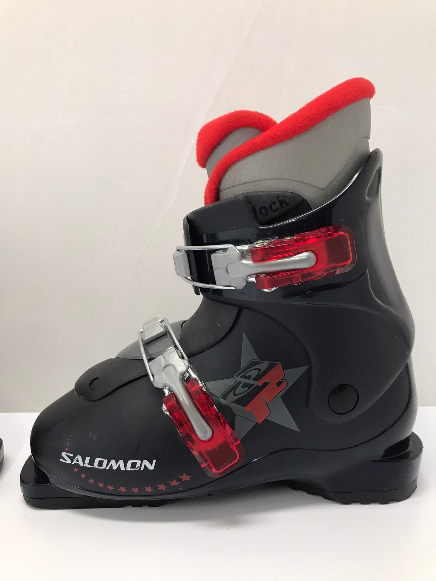 Ski Boots Mondo Size 20.0 Child Size 13.5-2 247 mm Salomon Black Red Excellent