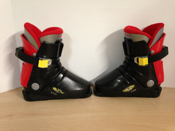 Ski Boots Mondo Size 20.0 Child Size 13.5 mm 235 Head Black Red Wear and Scratches