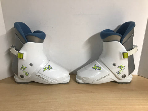 Ski Boots Mondo Size 21.5 Child Shoe Size 3-4 Mondo 252 mm Nordica White Grey Lime