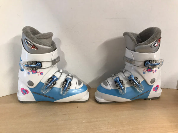 Ski Boots Mondo Size 21.5 Child Size 3-4 256 mm Rossignol Girl White Blue Pink