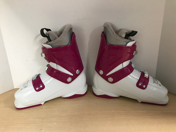 Ski Boots Mondo Size 22.0-23.5 Child Size 4-5.5 Youth 275 mm Nordica Little Belle 3 Fushia White Excellent