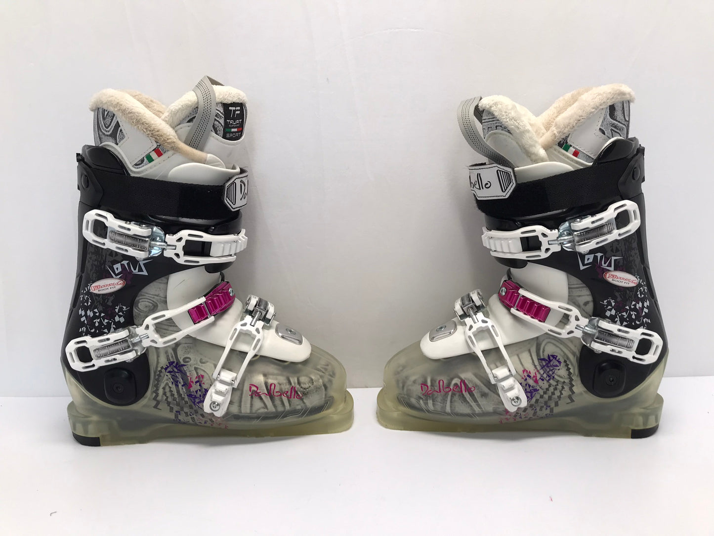 Ski Boots Mondo Size 23.0 Ladies Size 5.5 276 mm Dalbello Lotus Clear Black Pink Excellent