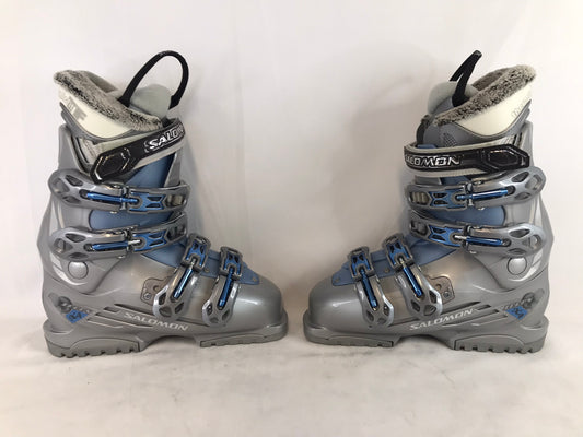 Ski Boots Mondo Size 23.5 Ladies Size 6 277 mm Salomon X4 Grey Blue New Demo Model