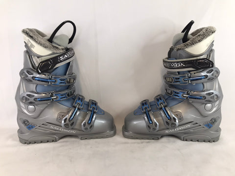 Ski Boots Mondo Size 23.5 Ladies Size 6 277 mm Salomon X4 Grey Blue New Demo Model