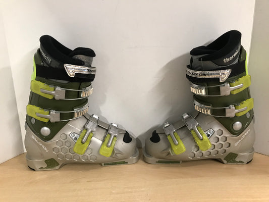 Ski Boots Mondo Size 24.0 Men's Size 6 Ladies 7 285 mm Salomon Grey Olive and Lime