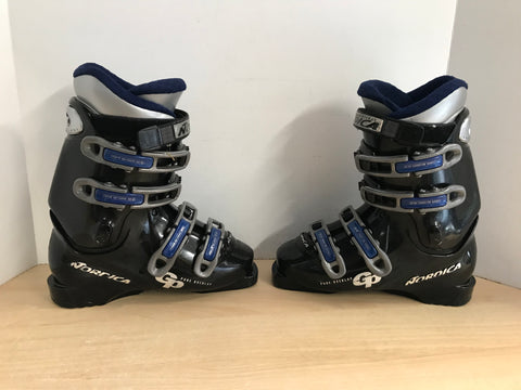 Ski Boots Mondo Size 24.0  Men's Size 6 Ladies Size 7 280 mm Norica GP Black Blue Glitter