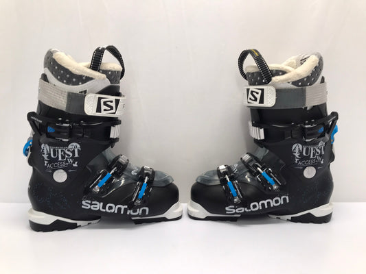 Ski Boots Mondo Size 24.5 Ladies Size 7.5 288 mm Salomon Black Blue New Demo Model