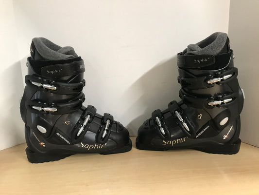 Ski Boots Mondo Size 24.5 Men's Size 6.5 Ladies Size 7.5 285 mm Rossignol Saphire Black Excellent