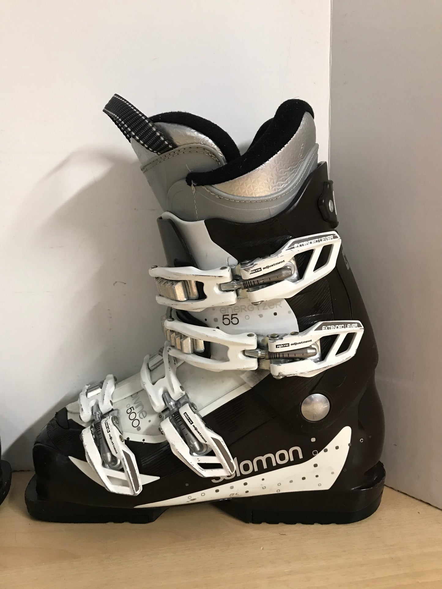 Ski Boots Mondo Size 24.5 Men's Size 6.5 Ladies Size 7.5 288 mm Salomon Energizer Brown White Minor Scratches