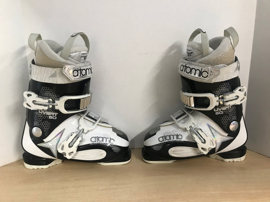 Ski Boots Mondo Size 24.5 Men's Size 6.5 Ladies Size 7.5 Shoe Size 289 mm Atomic Live Fit White Black Excellent