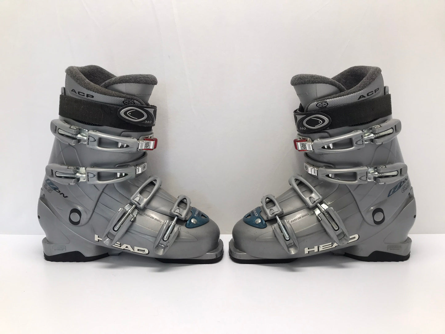 Ski Boots Mondo Size 26.5 Ladies Size 9.5 308 mm Head Grey Excellent