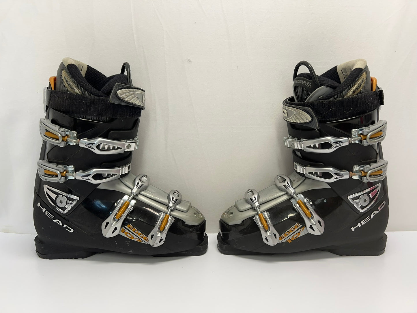 Ski Boots Mondo Size 27.5 Men's Size 9.5 Ladies Size 10.5 314 mm Head Black Grey and Bronze Excellent