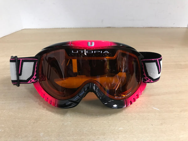 Ski Goggle Adult Size Large Utopia Pink Black Anti Fog Excellent