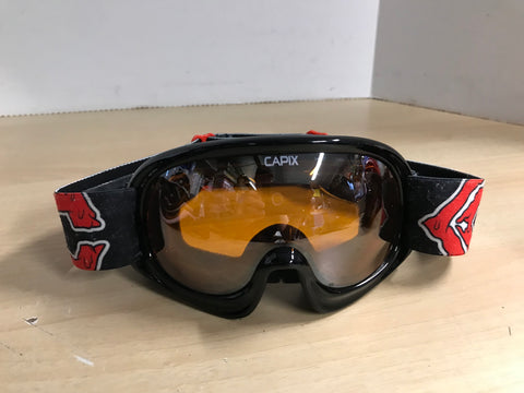 Ski Goggle Child Size 5-8 Capix Red Black Big Orange Lense Excellent