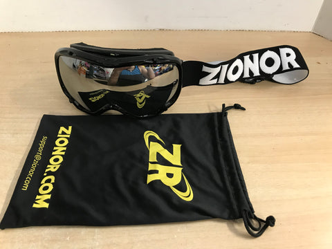 Ski Goggles Adult Medium Zionor Black With Mirrored Lense And Bag As New