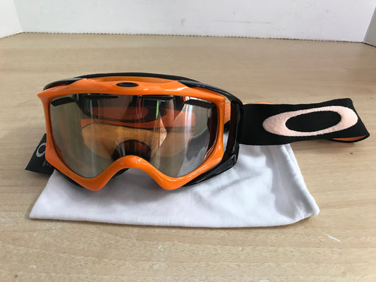 Ski Goggles Adult Size Large Oakley Big Lense Orange Black With Bag Minor Wear