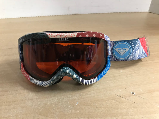 Ski Goggles Adult Size Small Roxy Denim Red Big Lenses