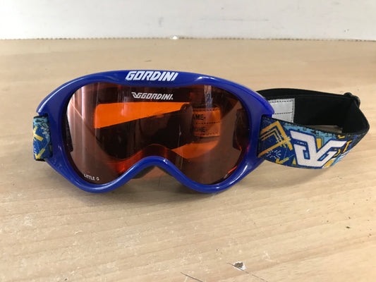 Ski Goggles Child Size  4-6 Gordini Blue With Orange Lense Excellent