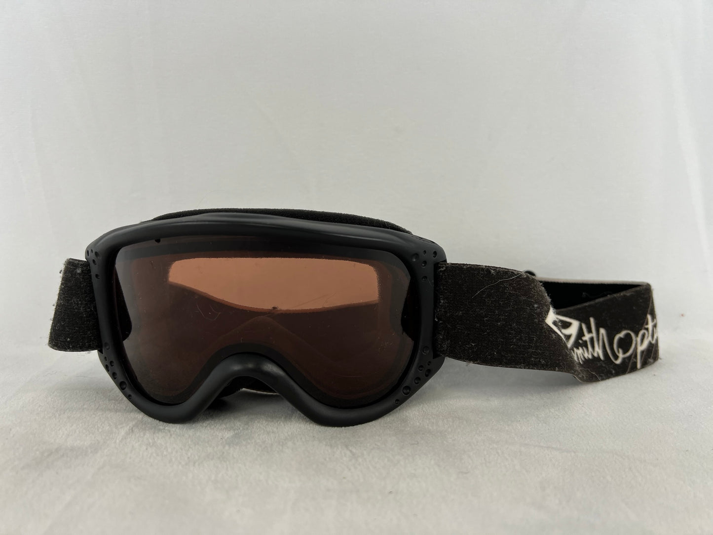 Ski Goggles Child Size 4-6 Simth Optics Black White Orange Lenses Excellent