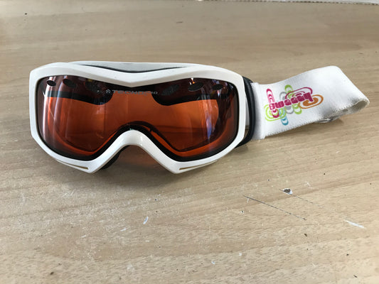 Ski Goggles Child Size 4-6 Tecno Pro Sweety White Black with Orange Lenses