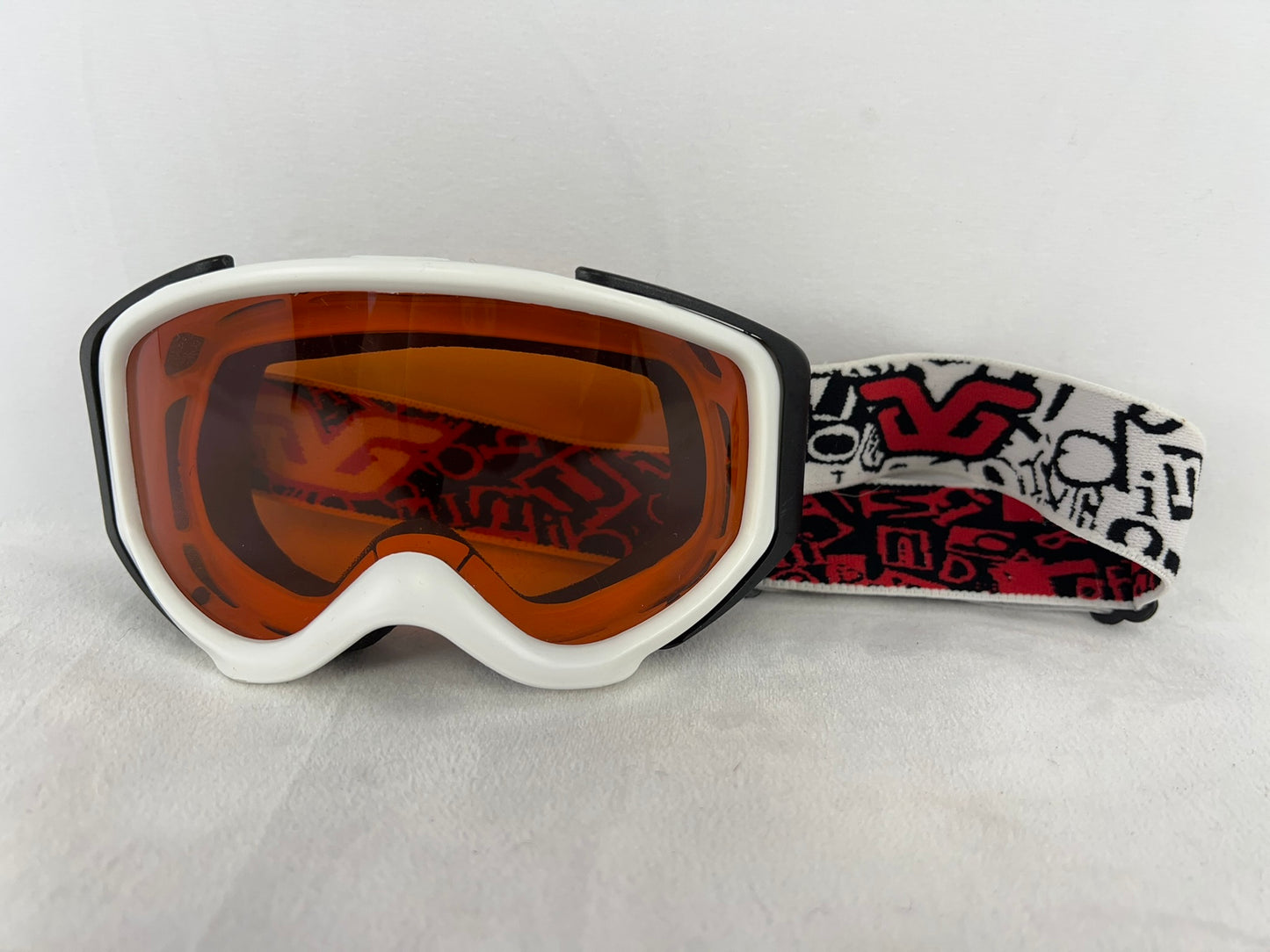 Ski Goggles Child Size 6-8 VG White Black Red Orange Lenses Excellent