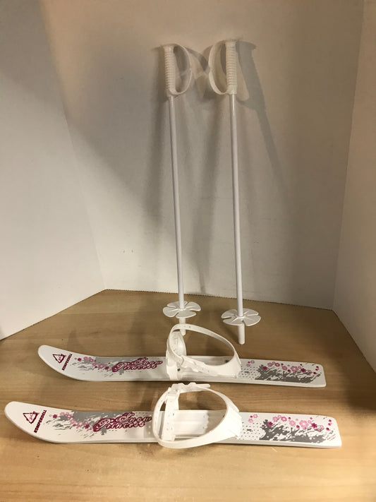 Ski Mondo 60 Komperdell Age 2-4 Up to Snow Princess Adjustable Ski with Poles White Pink New Demo Model