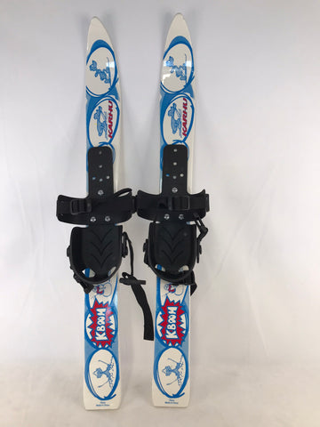 Ski 070 Child Age 2-4 Heavy Plastic Ski With Bindings For Beginners White Blue Excellent