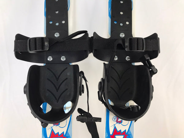 Ski 070 Child Age 2-4 Heavy Plastic Ski With Bindings For Beginners White Blue Excellent