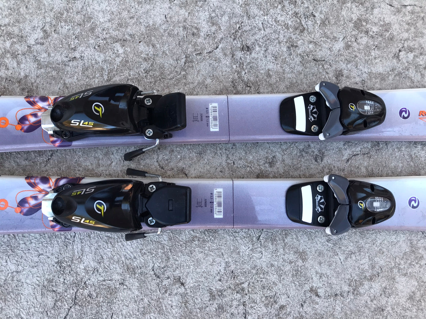 Ski 110 Rossignol Fun Girl Puple Grey Orange Parabolic With Bindings Excellent