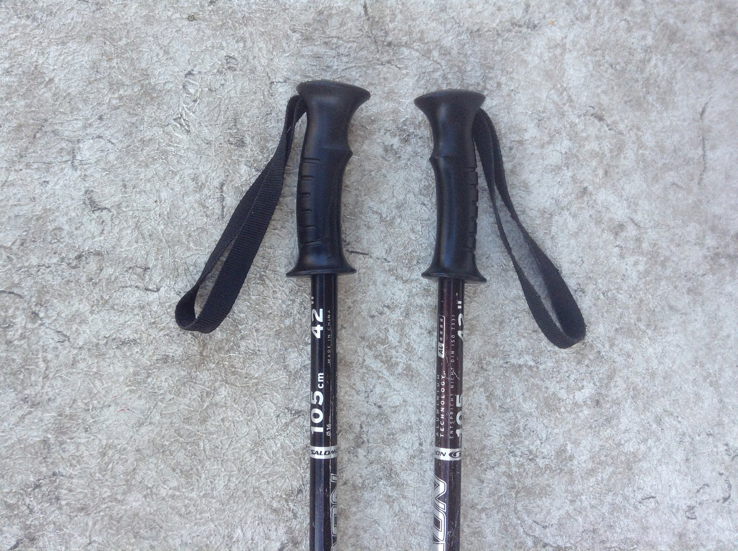 Ski Poles Adult Size 42 inch Salomon Black Silver