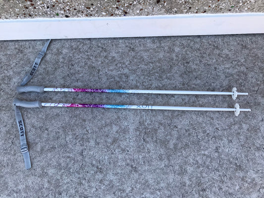 Ski Poles Adult Size 44 inch 110 cm Scott Purple Pink Blue Rubber Handles Excellent