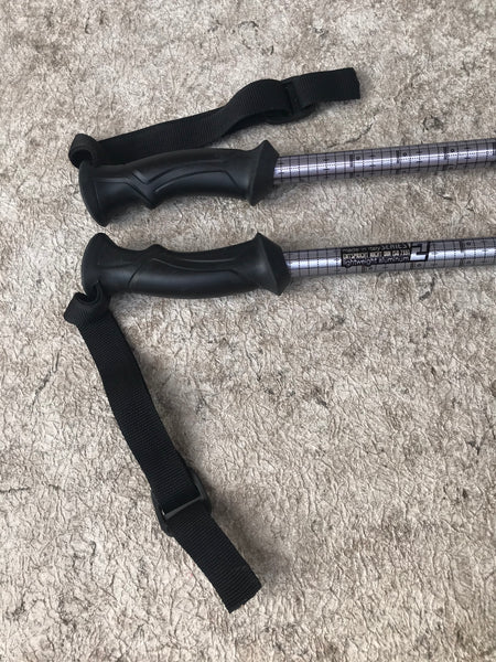 Ski Poles Adult Size 45 inch Scott Chrome Black Rubber Handles Excellent