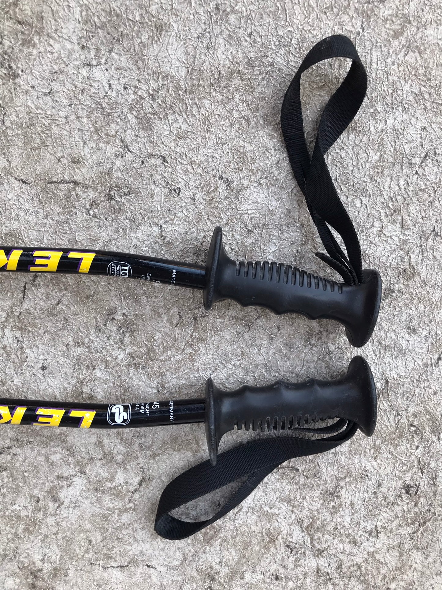 Ski Poles Adult Size 48 inch 120 cm Leki With Angle Poles Black Yellow Pink Made In Germany