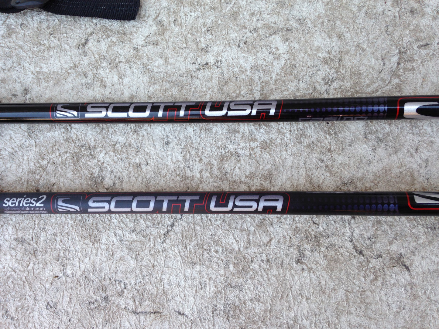 Ski Poles Adult Size 52 inch Scott USA Black Grey Red Rubber Handles