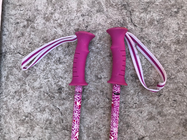 Ski Poles Child Size 30 inch Rossignol Fun Girl Pink Daisy Rubber Grip Handles