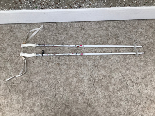 Ski Poles Child Size 39 inch Rossignol White Pink With Rubber Handles