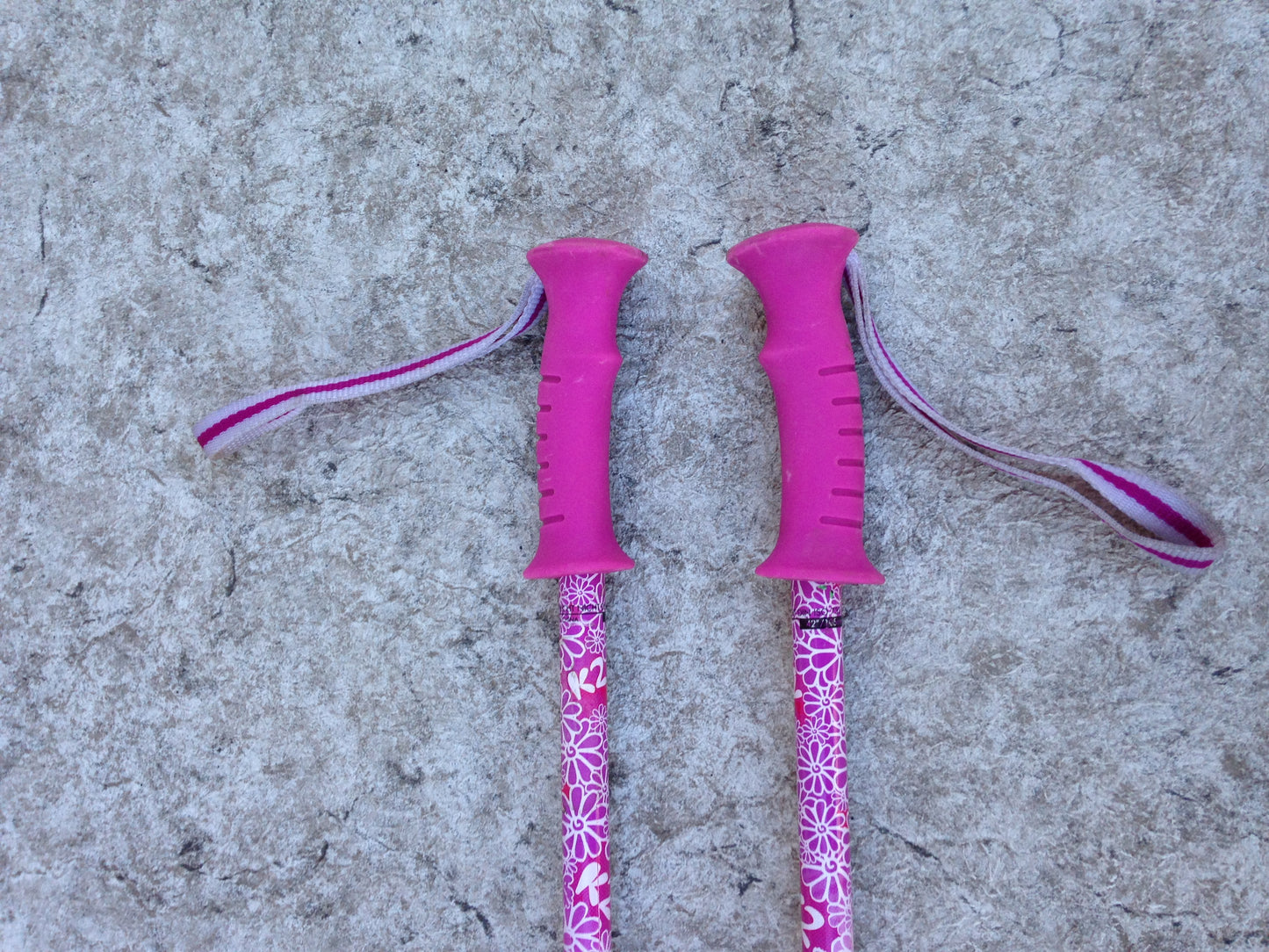 Ski Poles Child Size 42 inch K-2 Pink Daisy Rubber Handles