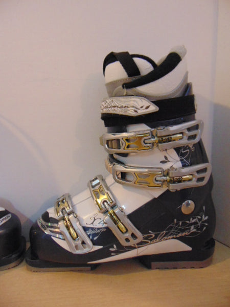 Ski Boots Mondo Size 25.5 Ladies size 8.5  298 mm Salomon Marine Blue White Excellent