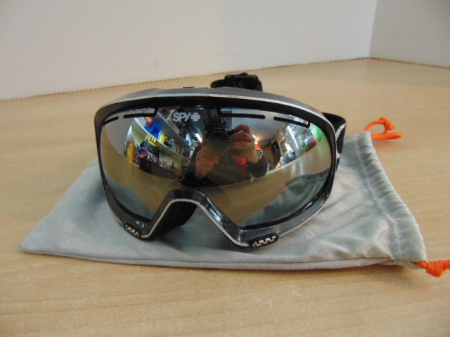 Ski Goggles Adult Size Small Spy Black With Bag And Mirrored Lenses New