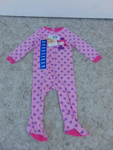 Sleeper Child Size 12 Month Pekkle Purple Fushia Hearts Princess Cotton NEW TAGS