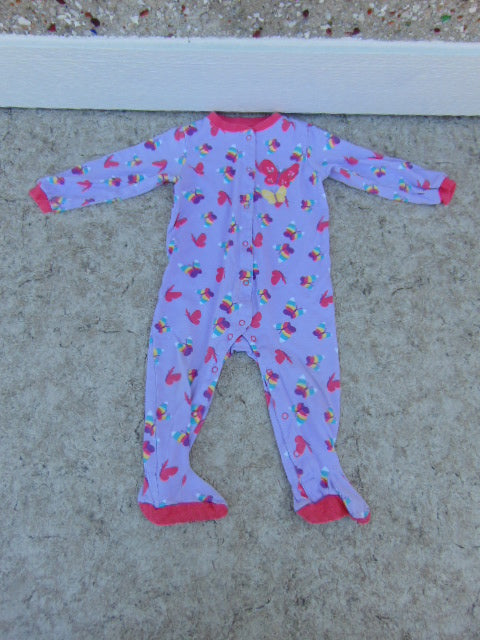 Sleeper Child Size 24 Month Pekkle Pink Purple Butterfly Cotton