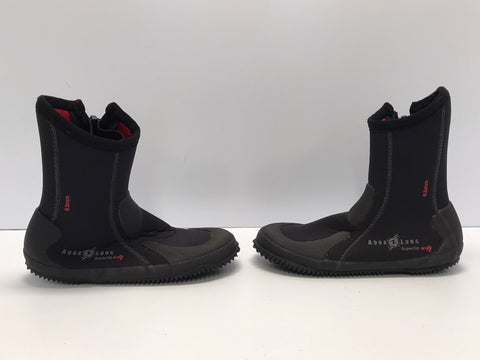 Snorkel Booties Ladies Size 6  Aqua Lung 6.5 mm Neoprene Black Red As New Paddle Kayak Surf