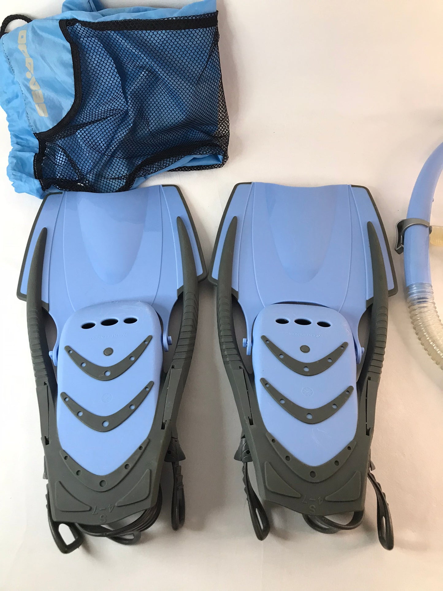 Snorkel Dive Fins Ladies Shoe Size 4 - 7 Sea Doo Blue Grey As New Outstanding Quality