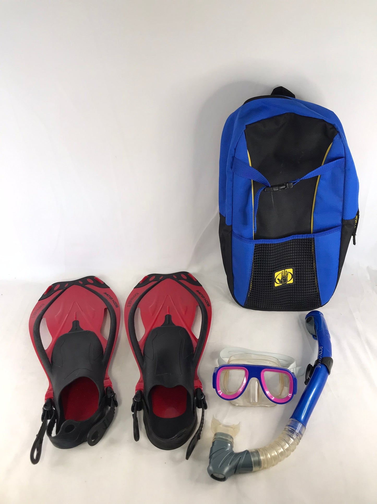 Snorkel Dive Fins Ladies Shoe Size 4.5-8.5 Body Glove Red Blue
